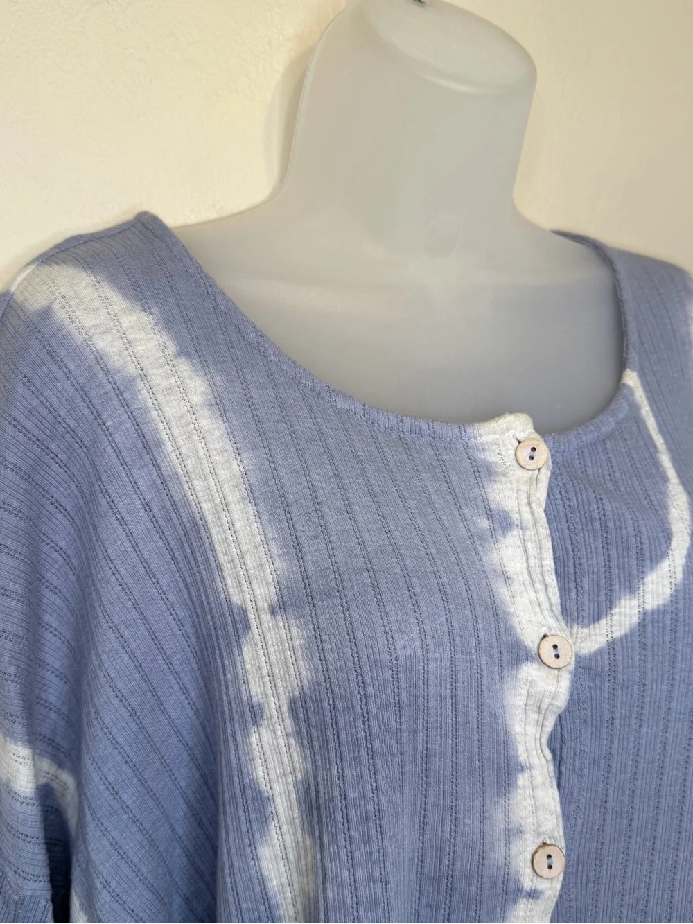 FP | Little Dream Dusty Blue Tie Dye Top & Botton Ribbed Two-Piece Lounge Set - Picture 6 of 16